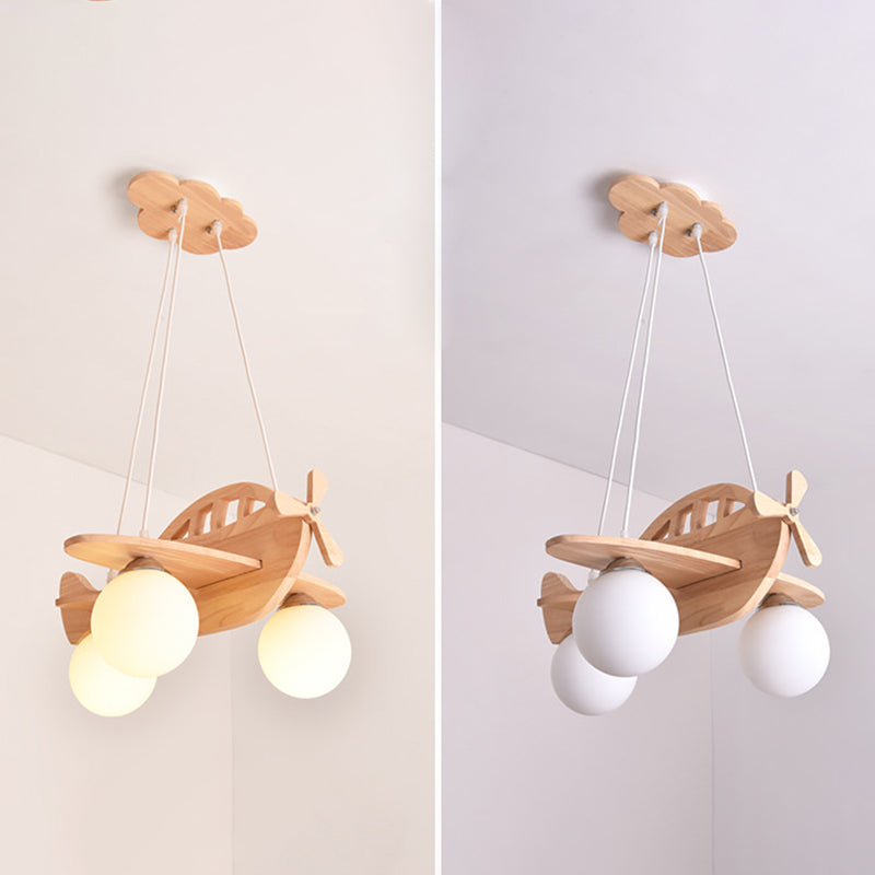 Airplane Wooden Chandelier Pendant Light Nordic Beige Pendant Chandelier for Kids Bedroom