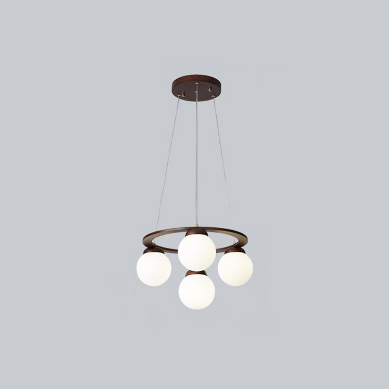 Circle Chandelier Lighting Fixture Simple Wooden Hanging Ceiling Light for Living Room