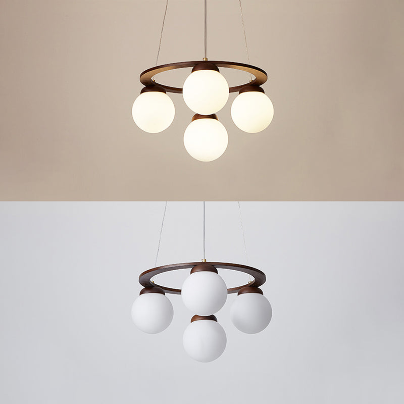 Circle Chandelier Lighting Fixture Simple Wooden Hanging Ceiling Light for Living Room