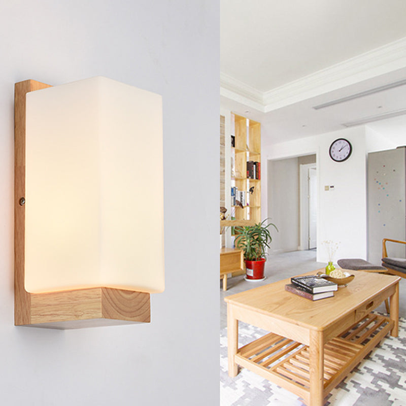 Accesorio de iluminación de pared de madera sombreada luz nórdica de pared beige luz montada para dormitorio