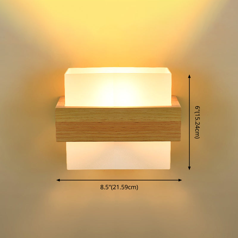 Accesorio de iluminación de pared de madera sombreada luz nórdica de pared beige luz montada para dormitorio