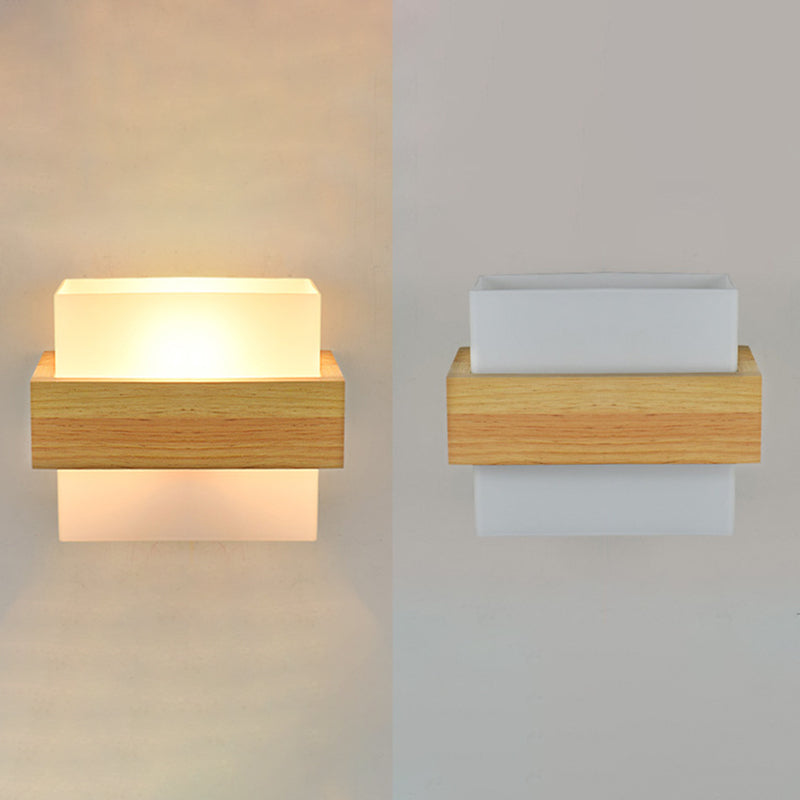 Accesorio de iluminación de pared de madera sombreada luz nórdica de pared beige luz montada para dormitorio