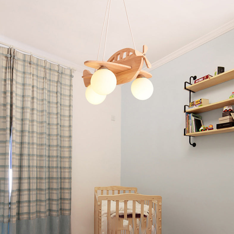 Airplane Wooden Chandelier Pendant Light Nordic Beige Pendant Chandelier for Kids Bedroom