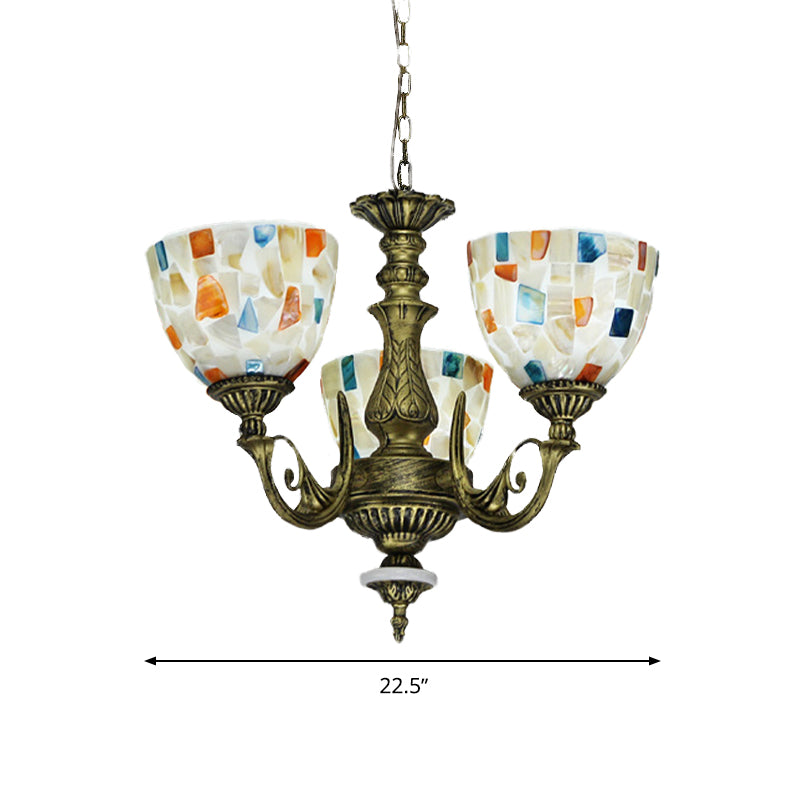 White 5/9/11 Lights Ceiling Chandelier Mediterranean Shell Mosaic Pendant Lighting Fixture