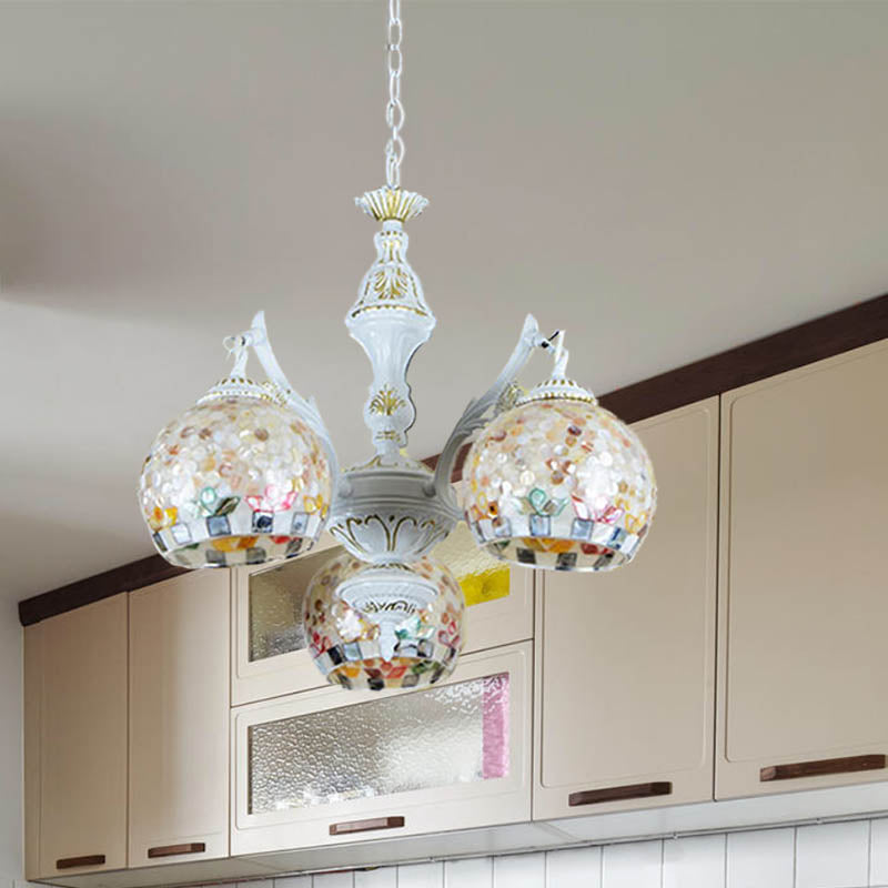 White Mosaic Pendant Chandelier Tiffany 5/9/11 Lights Shell Ceiling Suspension Lamp for Living Room