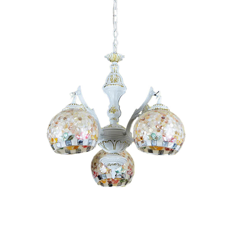 White Mosaic Pendant Chandelier Tiffany 5/9/11 Lights Shell Ceiling Suspension Lamp for Living Room