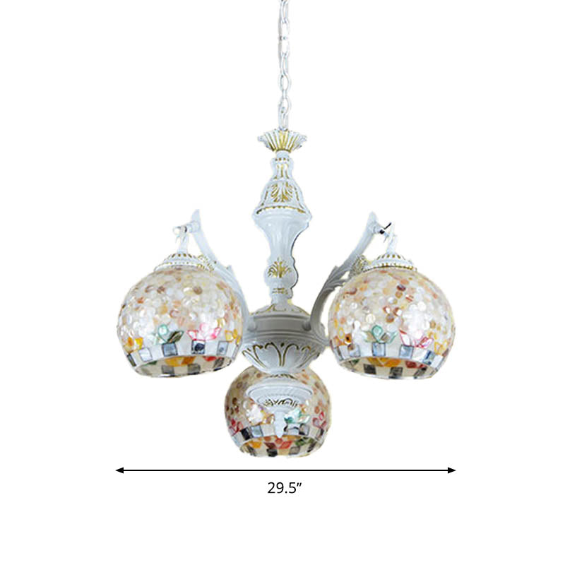 White Mosaic Pendant Chandelier Tiffany 5/9/11 Lights Shell Ceiling Suspension Lamp for Living Room