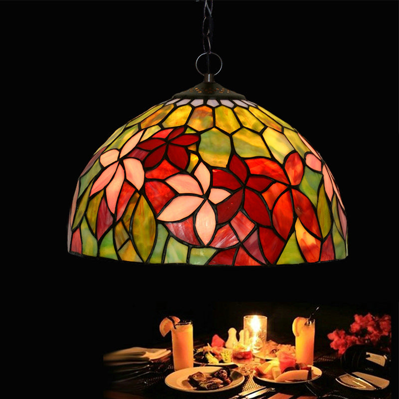 12 "/ 16" de large Black 1/2 lumières lustre d'éclairage de lustre Méditerranéen Red Glass Petal Pendant