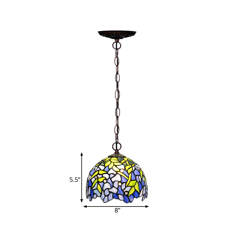 1/2 lumières dôme lustre suspendu tiffany pendante en verre coupé jaune pour cuisine, 8 "/ 12" / 16 "W