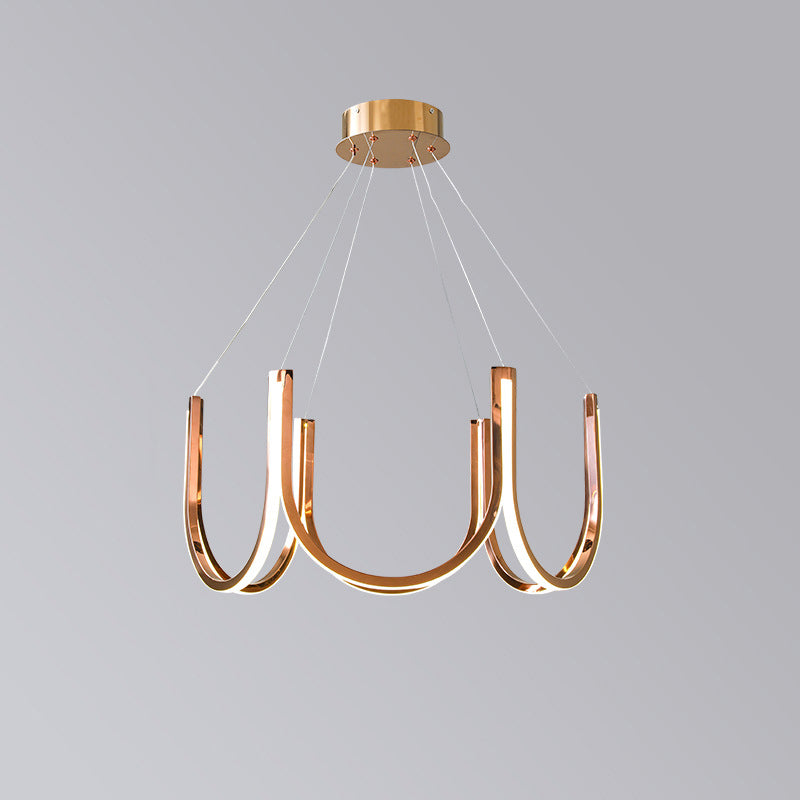 U-Shaped Metal Suspended Lighting Fixture Simple Style LED Chandelier Pendant Light