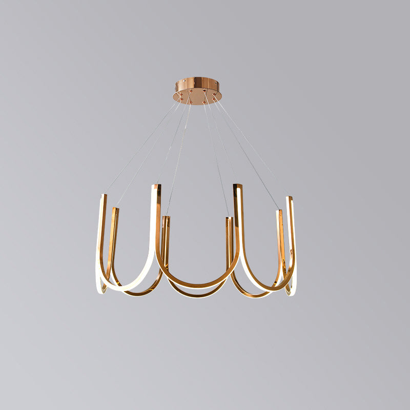 U-Shaped Metal Suspended Lighting Fixture Simple Style LED Chandelier Pendant Light