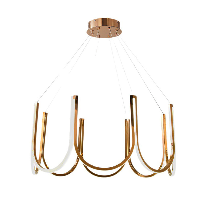 U-Shaped Metal Suspended Lighting Fixture Simple Style LED Chandelier Pendant Light