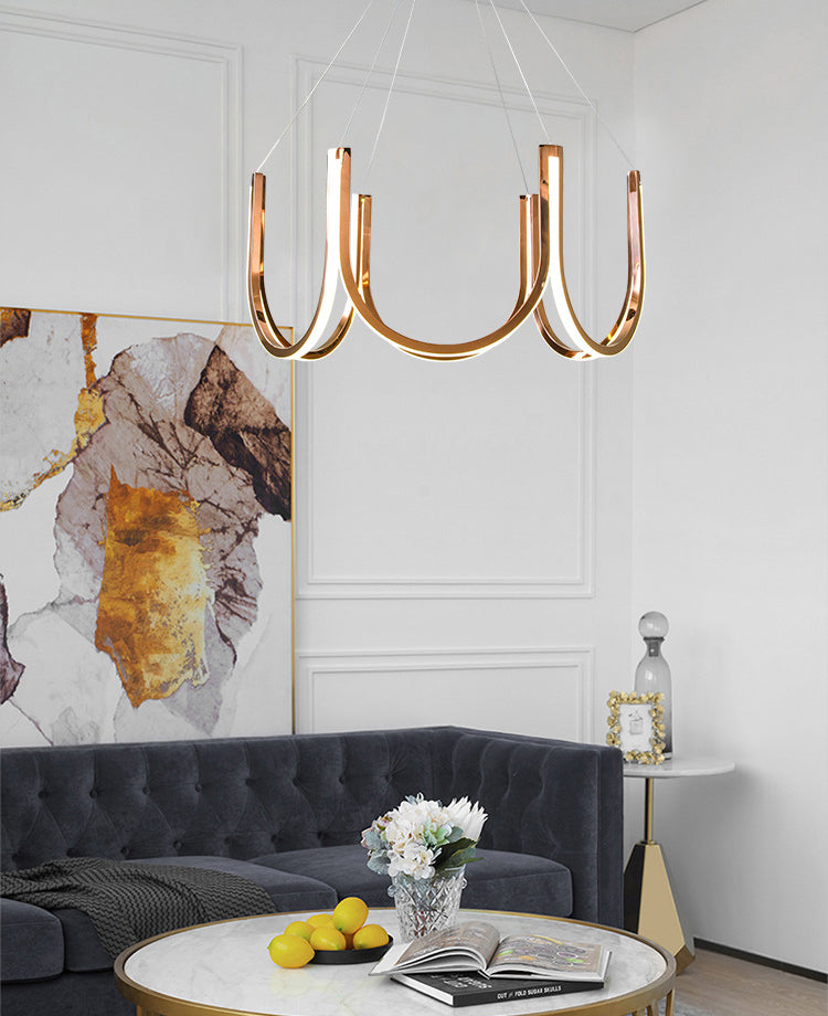 U-Shaped Metal Suspended Lighting Fixture Simple Style LED Chandelier Pendant Light