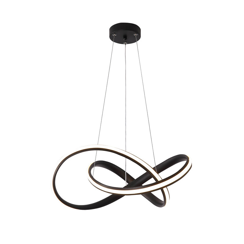 Twisted Dinning Room Pendant Light Fixture Metal LED Modern Style Pendant Chandelier in Black