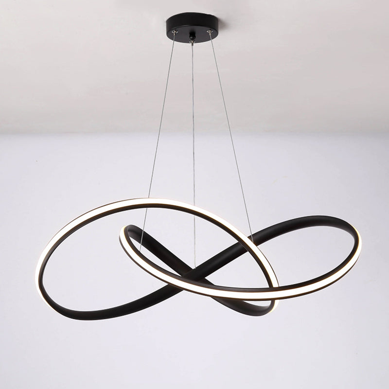 Twisted Dinning Room Pendant Light Fixture Metal LED Modern Style Pendant Chandelier in Black