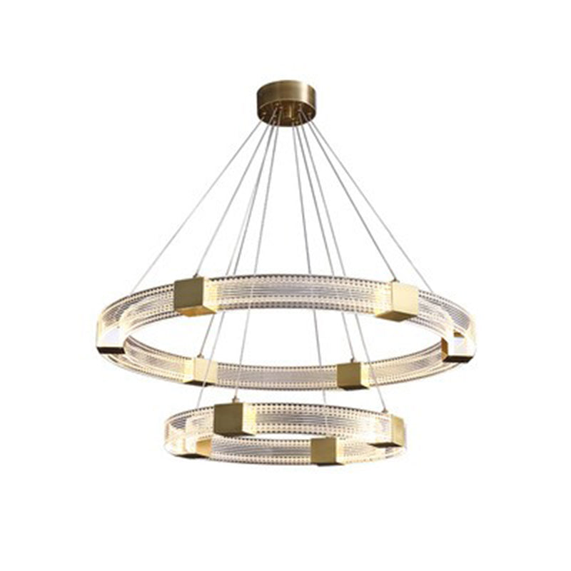 Modern Gold Tiered Chandelier Light Fixtures Metal LED Hanging Lamp for Living Room