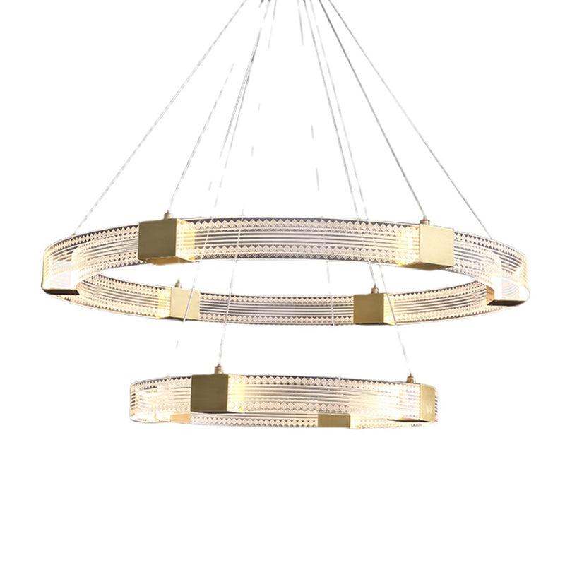 Modern Gold Tiered Chandelier Light Fixtures Metal LED Hanging Lamp for Living Room