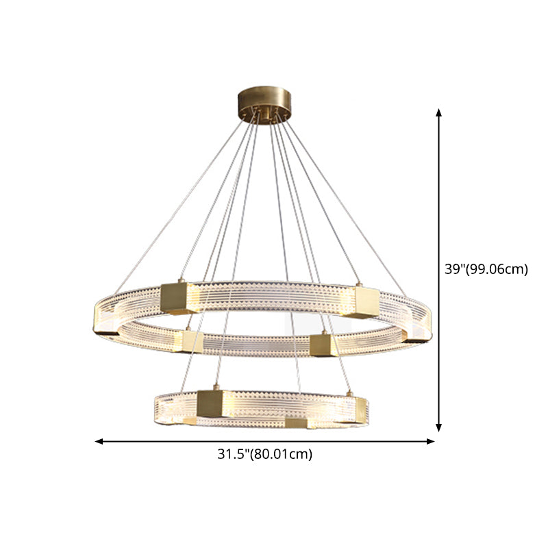 Modern Gold Tiered Chandelier Light Fixtures Metal LED Hanging Lamp for Living Room