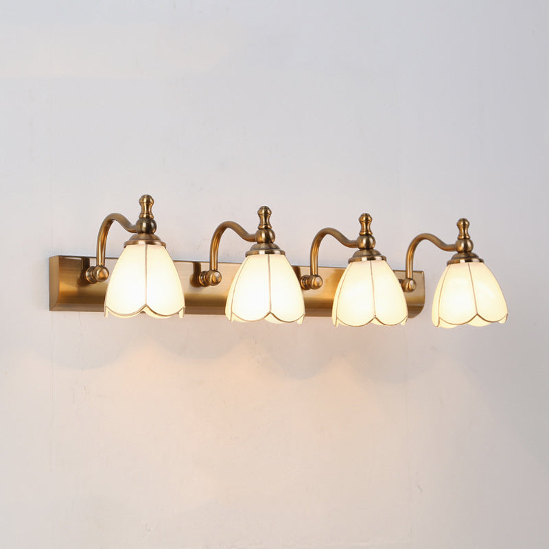 Vintage Simplicity Bell Vanity Sconce Lights Milk Glass Wall Mount Light Fixture for Bathroom