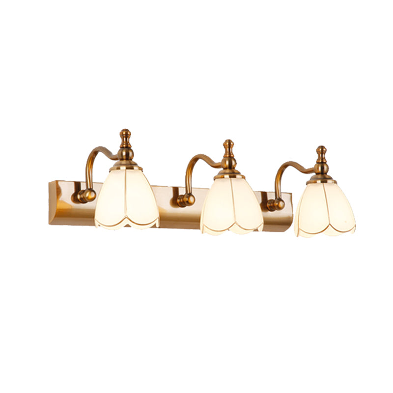 Vintage Simplicity Bell Vanity Sconce Lights Milk Glass Wall Mount Light Fixture for Bathroom