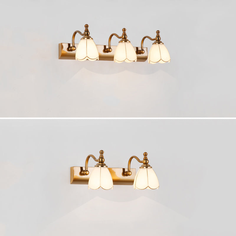 Vintage Simplicity Bell Vanity Sconce Lights Milk Glass Wall Mount Light Fixture for Bathroom