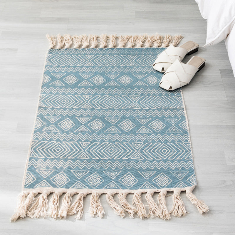 Beige Boheems tapijt katoen etnisch patroon tapijt Fringe indoor tapijt voor woningdecoratie