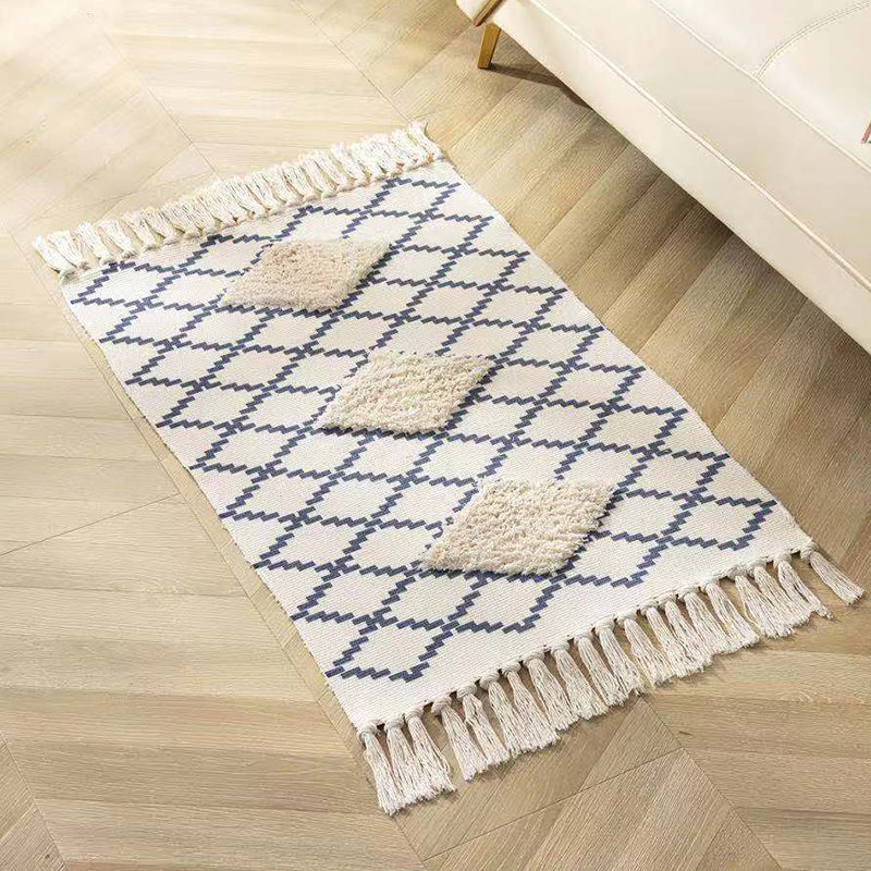 Fancy beige bohemian tapis polyester americana motif de plateau tapis frange tapis pour décoration domestique