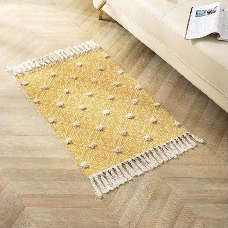 Fancy beige bohemian tapis polyester americana motif de plateau tapis frange tapis pour décoration domestique