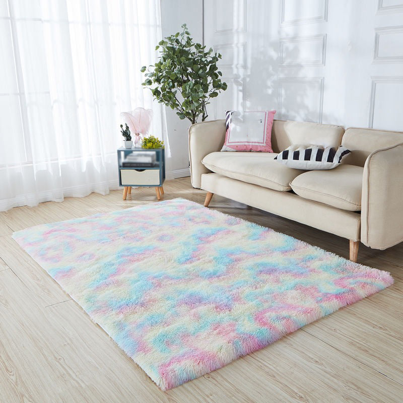 Simplicity Tie Dye Shag Carpet Polyester Raping Indoor Tapis sans glissement Tapis pour décoration pour la maison