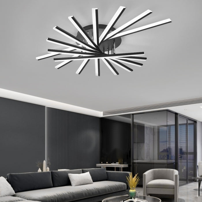 Aluminium Wohnzimmer LED LED -Deckenleuchten linear moderne schwarze Flush -Halterung