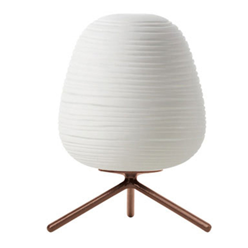 Cocoon Shaped Table Lamp Modern White Ribbed Glass 1-Light Bedroom Night Light with Tripod