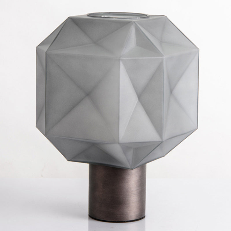 Postmodern Rhombus Table Lamp Smoke Grey Glass 1 Head Living Room Night Light