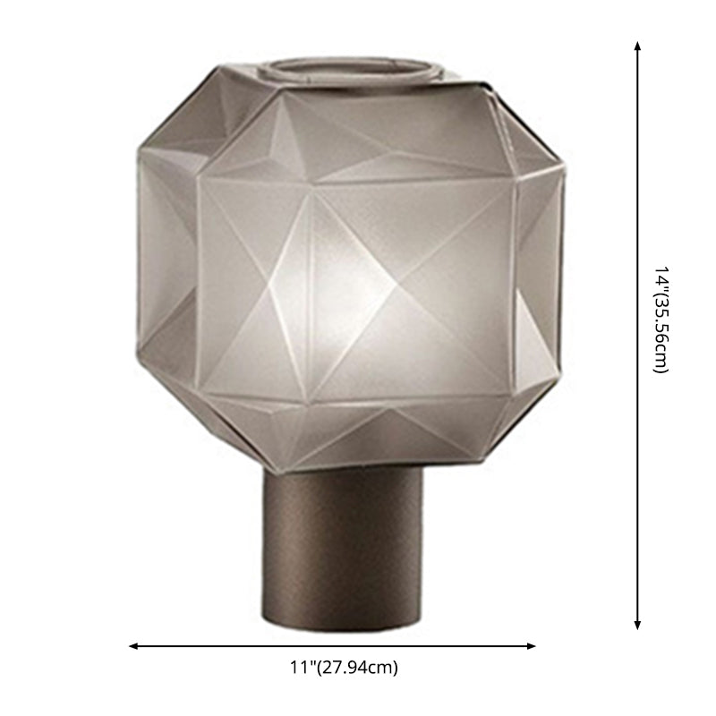 Postmodern Rhombus Table Lamp Smoke Grey Glass 1 Head Living Room Night Light