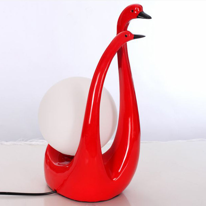 Swan Shaped Wedding Room Nightstand Lamp Opaline Glass 1-Light Modern Table Light