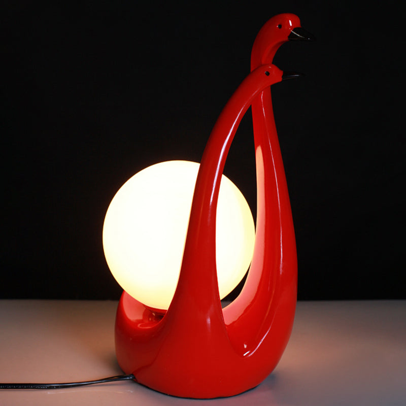 Swan Shaped Wedding Room Nightstand Lamp Opaline Glass 1-Light Modern Table Light