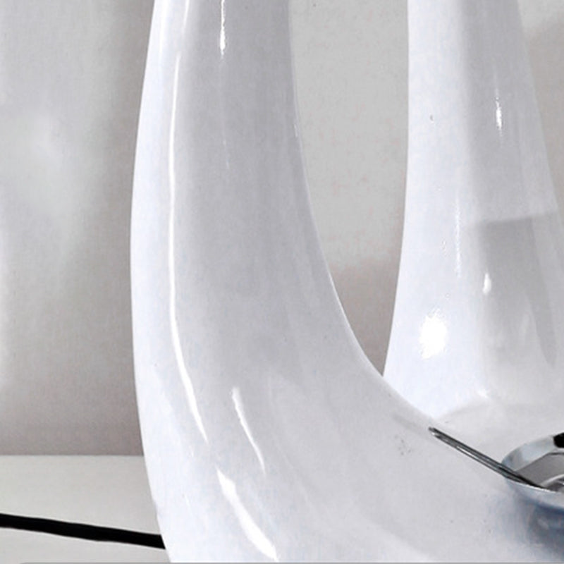 Swan Shaped Wedding Room Nightstand Lamp Opaline Glass 1-Light Modern Table Light