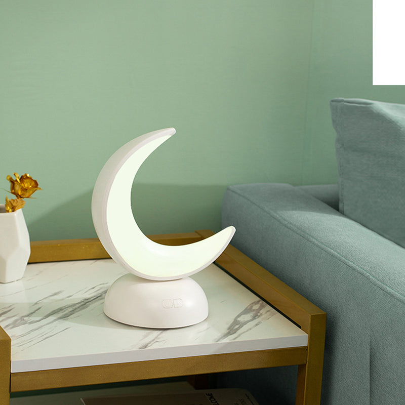 Lámpara de aroma LED en forma de media luna Nórdica Luz de mesa de dormitorio de plástico con cable de carga USB