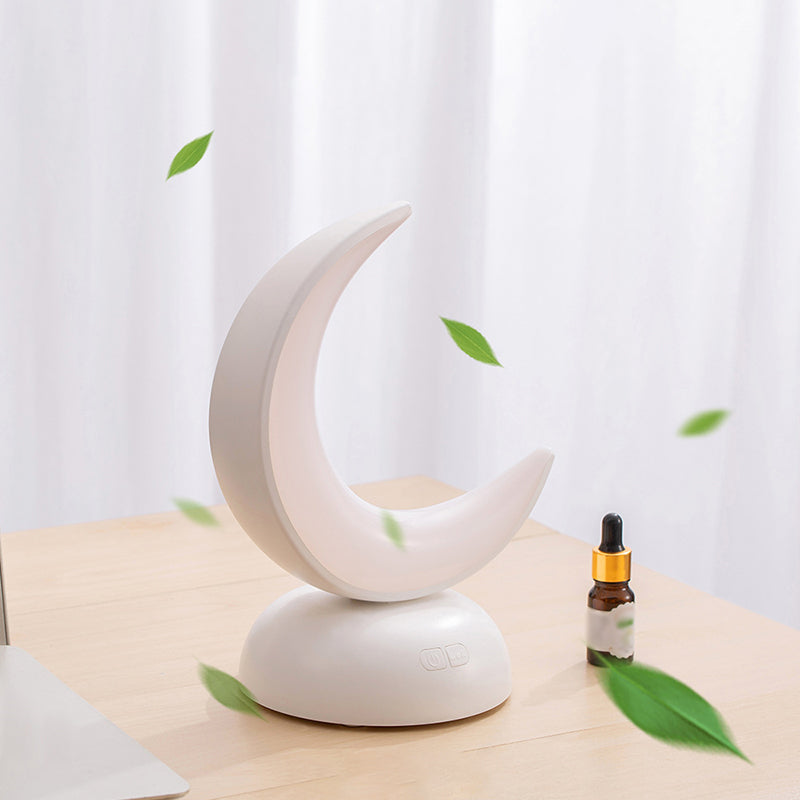 Lámpara de aroma LED en forma de media luna Nórdica Luz de mesa de dormitorio de plástico con cable de carga USB