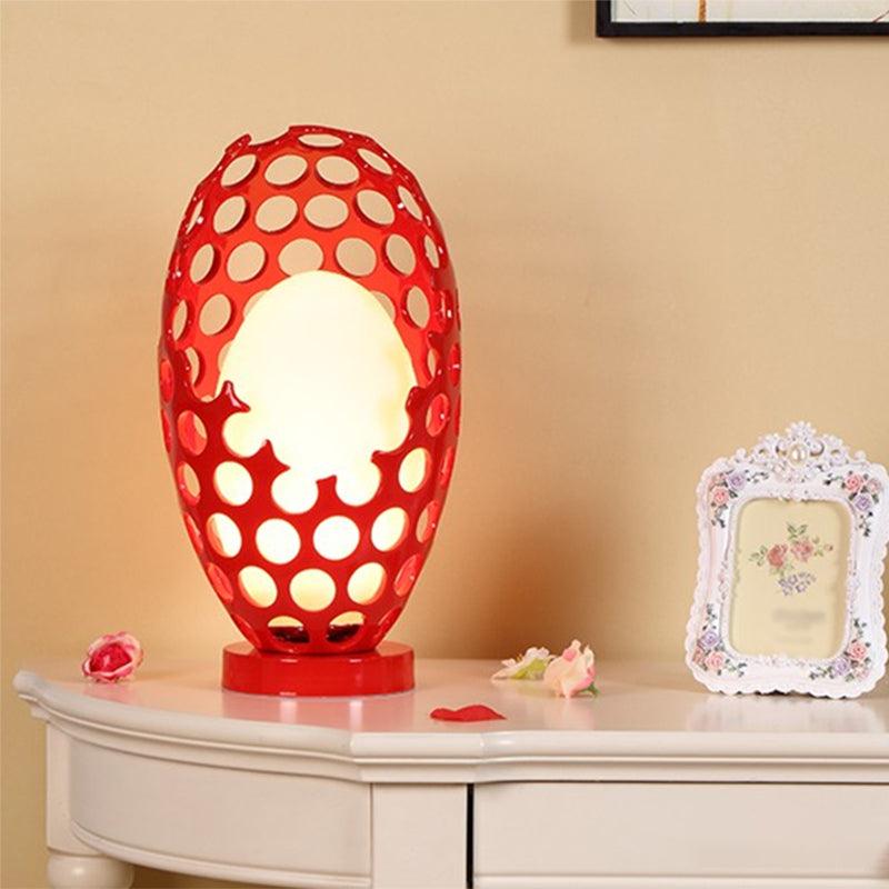 Egg Shaped Nightstand Lamp Art Decor White Glass 1-Light Bedroom Table Light