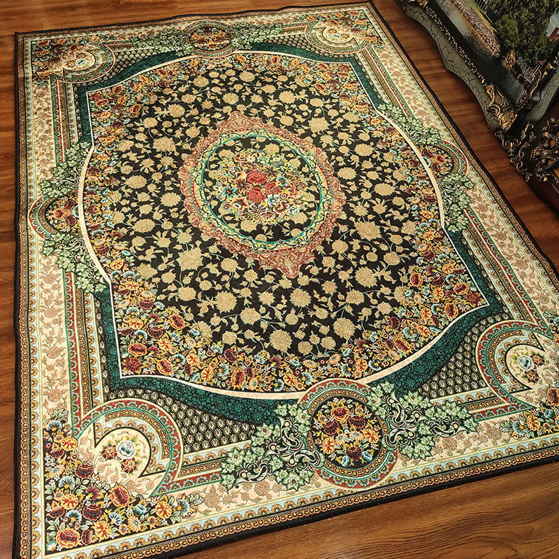 Multicolor Moroccan Indoor Rug Polyester Floral Print Carpet Easy Care Rug for Home Decoration