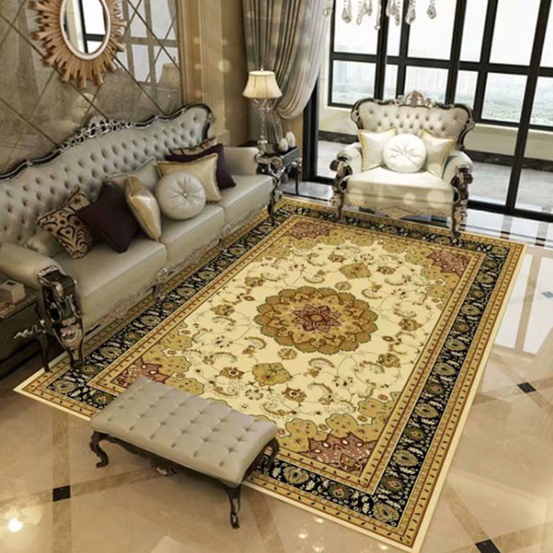 Multicolor Moroccan Indoor Rug Polyester Floral Print Carpet Easy Care Rug for Home Decoration