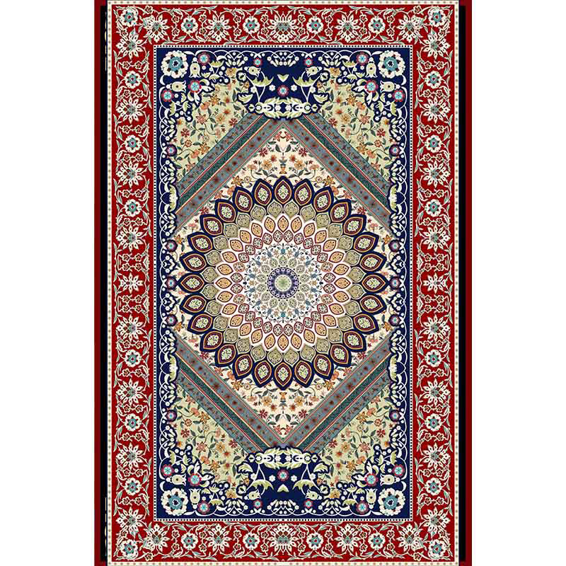 Dark Color Luxury Rug Polyester Concentric Circles Area Rug Non-Slip Backing Carpet for Living Room