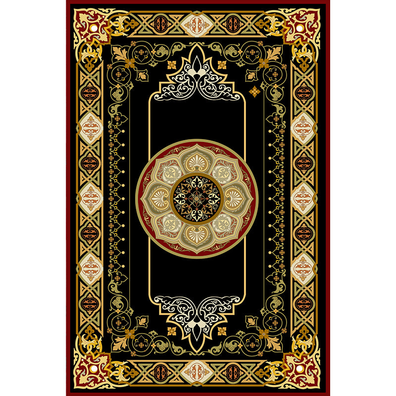 Dark Color Luxury Rug Polyester Concentric Circles Area Rug Non-Slip Backing Carpet for Living Room