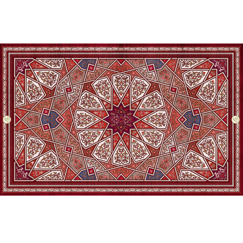 Dark Color Classical Indoor Rug Polyester Floral Print Carpet Anti-Slip Backing Rug for Home Decor