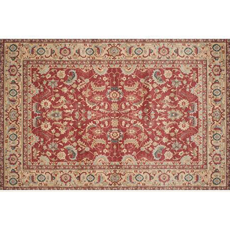 Retro Symmetrical Pattern Carpet Multicolor Polyester Rug Stain Resistant Carpet for Living Room