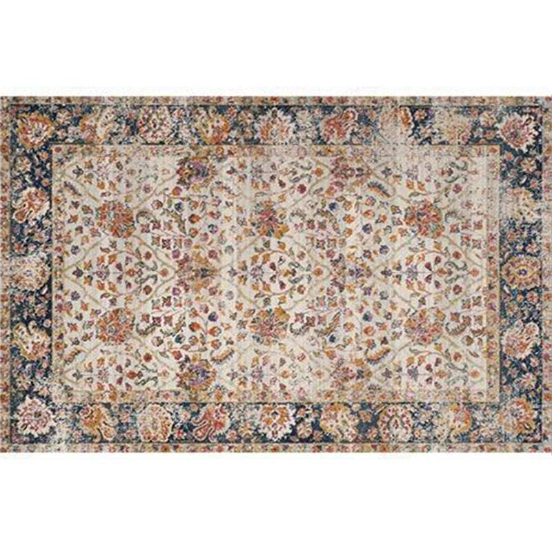 Retro Symmetrical Pattern Carpet Multicolor Polyester Rug Stain Resistant Carpet for Living Room