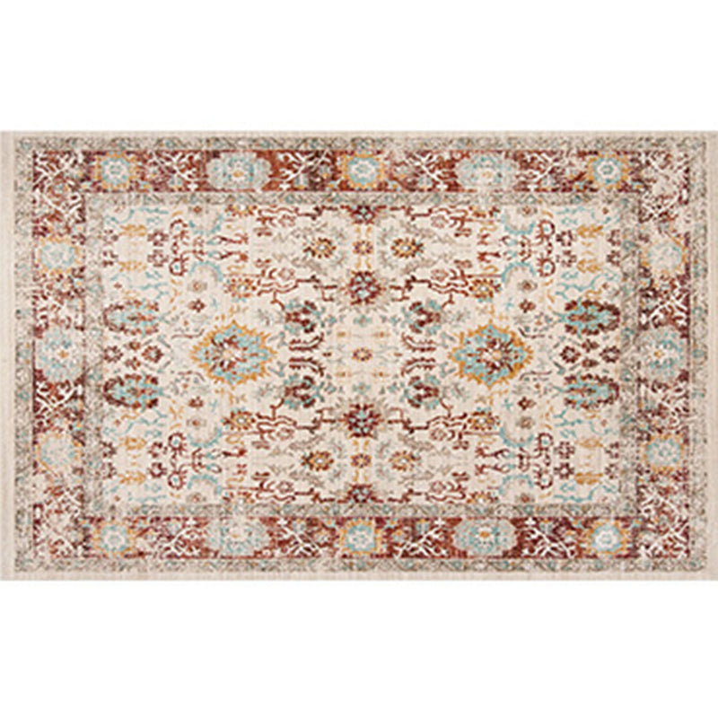 Shabby Chic Floral Printed Rug Color Mixed Polyester Area Carpet Non-Slip Backing Rug for Home Decor