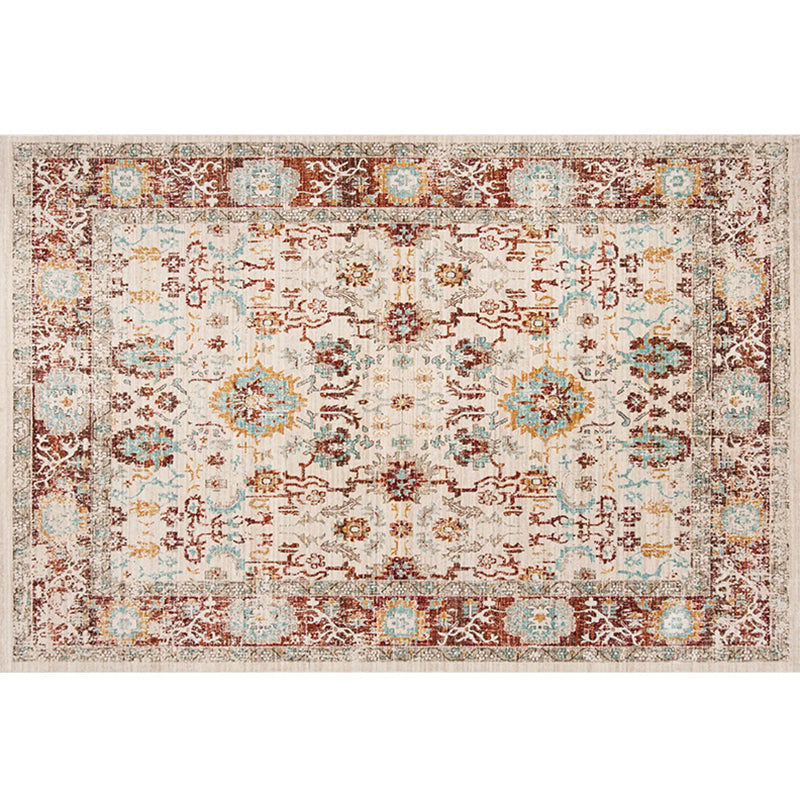 Multicolor Ethnic Print Rug Polyester Carpet Nostalgia Anti-Slip Backing Indoor Rug for Living Room