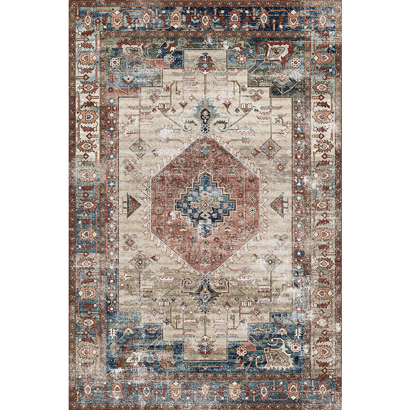 Elegant Multicolor Classic Carpet Polyester Ethnic Print Area Rug Stain Resistant Rug for Home Decor