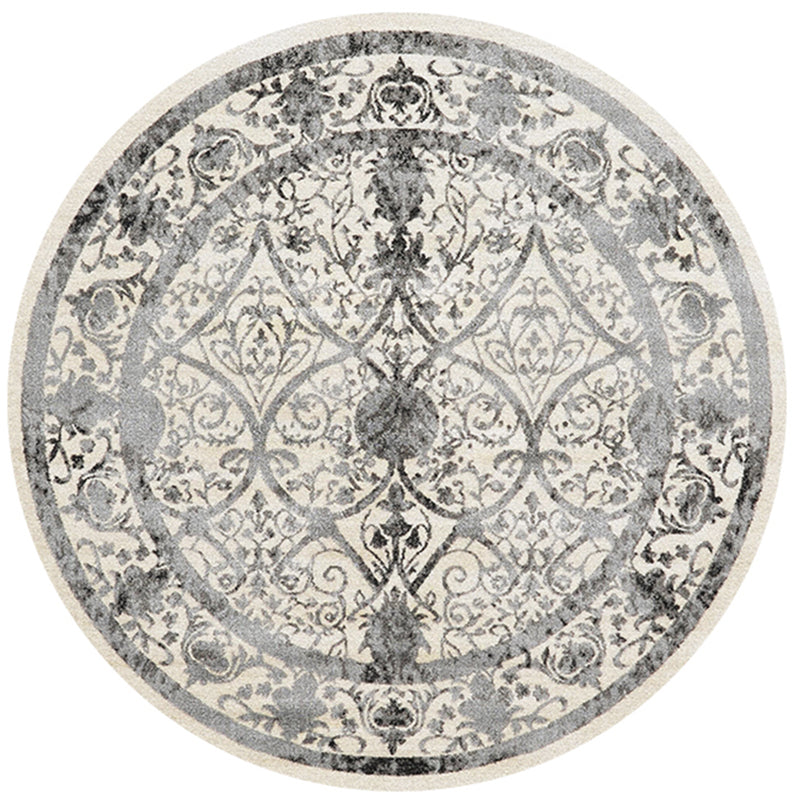 Round Multicolor Nostalgia Carpet Polyester Floral Print Indoor Rug Easy Care Rug for Home Decor